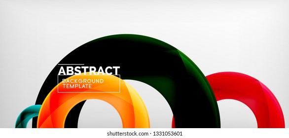 Flying circles geometric abstract background, vector illustration