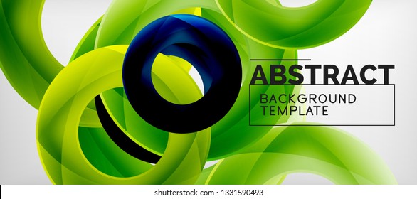Flying circles geometric abstract background, vector illustration