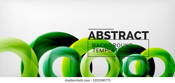 Flying circles geometric abstract background, vector illustration