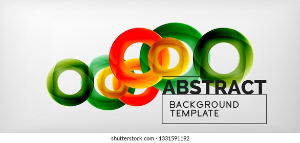 Flying circles geometric abstract background, vector illustration