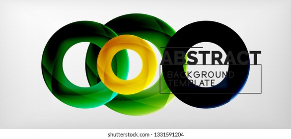Fliegende Kreise, geometrischer abstrakter Hintergrund, Vektorgrafik