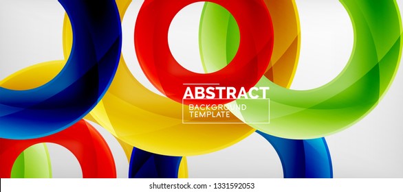 Volando círculos de fondo abstracto geométrico, ilustración vectorial