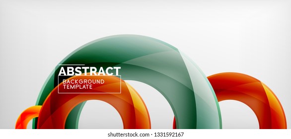 Fliegende Kreise, geometrischer abstrakter Hintergrund, Vektorgrafik