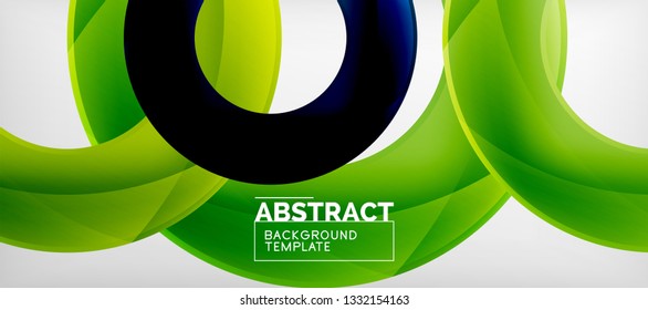 Flying circles geometric abstract background, vector illustration