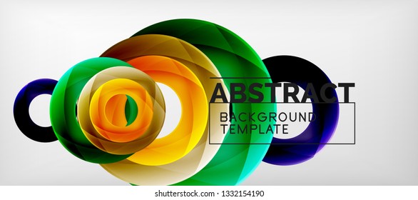 Volando círculos de fondo abstracto geométrico, ilustración vectorial