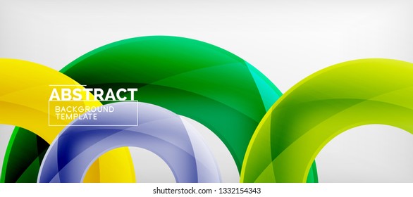 Flying circles geometric abstract background, vector illustration
