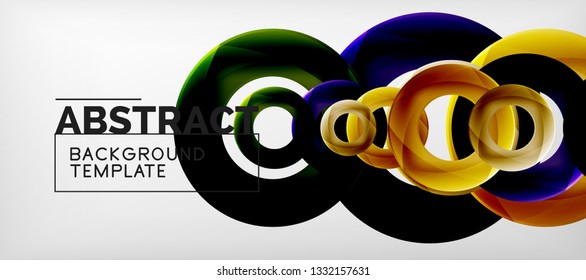 Volando círculos de fondo abstracto geométrico, ilustración vectorial
