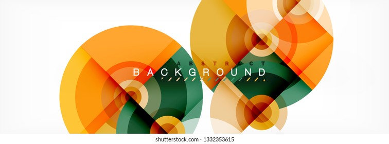 Flying circles geometric abstract background, vector