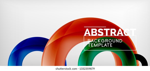 Flying circles geometric abstract background, vector illustration