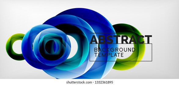 Volando círculos de fondo abstracto geométrico, ilustración vectorial