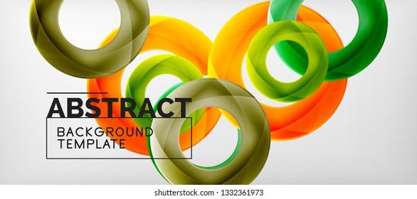 Flying circles geometric abstract background, vector illustration
