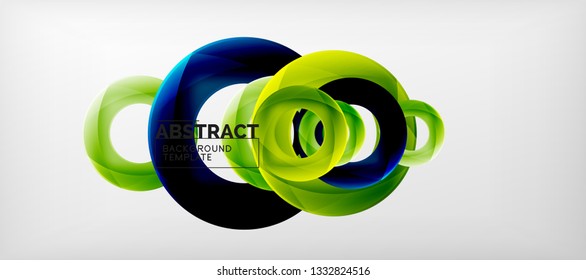 Fliegende Kreise, geometrischer abstrakter Hintergrund, Vektorgrafik