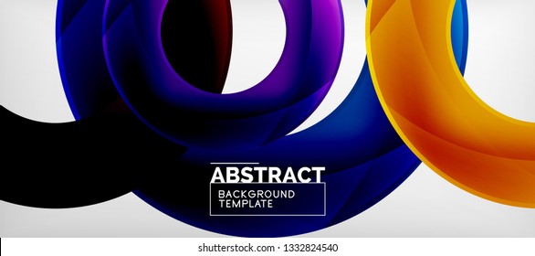 Flying circles geometric abstract background, vector illustration