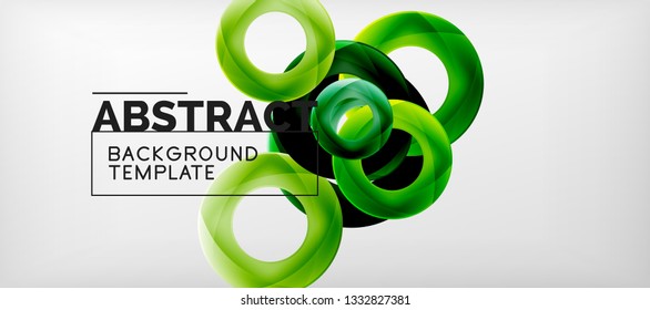 Fliegende Kreise, geometrischer abstrakter Hintergrund, Vektorgrafik