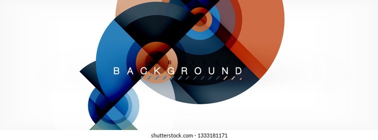Fliegende Kreise, geometrischer abstrakter Hintergrund, Vektorgrafik