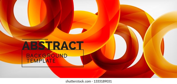 Flying circles geometric abstract background, vector illustration
