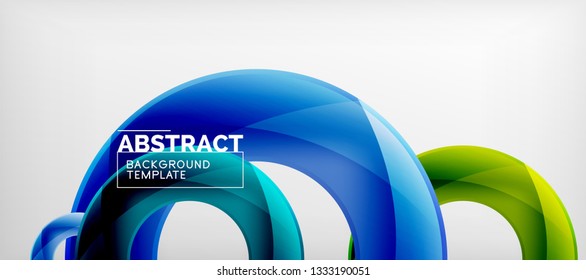 Flying circles geometric abstract background, vector illustration