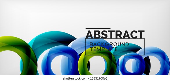 Flying circles geometric abstract background, vector illustration