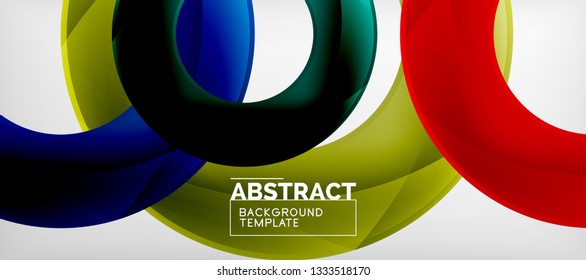 Flying circles geometric abstract background, vector illustration