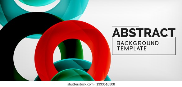 Flying circles geometric abstract background, vector illustration