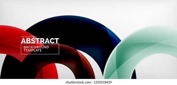 Flying circles geometric abstract background, vector illustration