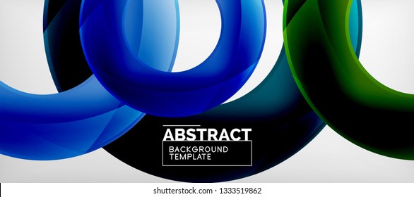 Flying circles geometric abstract background, vector illustration
