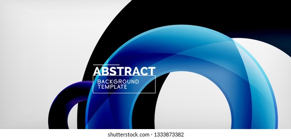Flying circles geometric abstract background, vector illustration