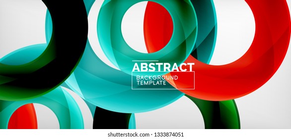 Volando círculos de fondo abstracto geométrico, ilustración vectorial