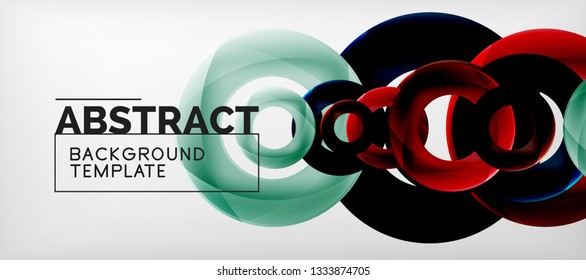 Flying circles geometric abstract background, vector illustration