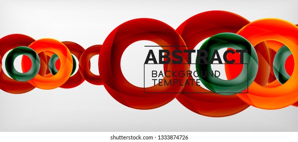 Flying circles geometric abstract background, vector illustration