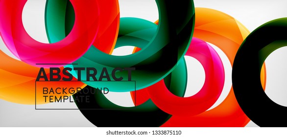Volando círculos de fondo abstracto geométrico, ilustración vectorial