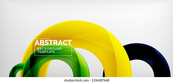 Flying circles geometric abstract background, vector illustration