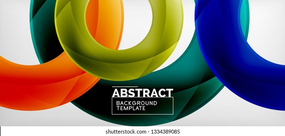 Flying circles geometric abstract background, vector illustration
