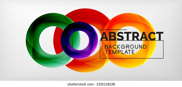 Flying circles geometric abstract background, vector illustration