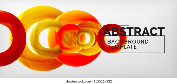 Flying circles geometric abstract background, vector illustration