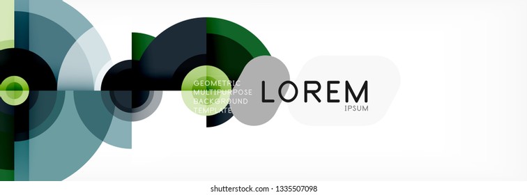 Flying circles geometric abstract background, vector