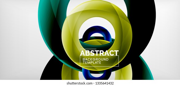 Volando círculos de fondo abstracto geométrico, ilustración vectorial