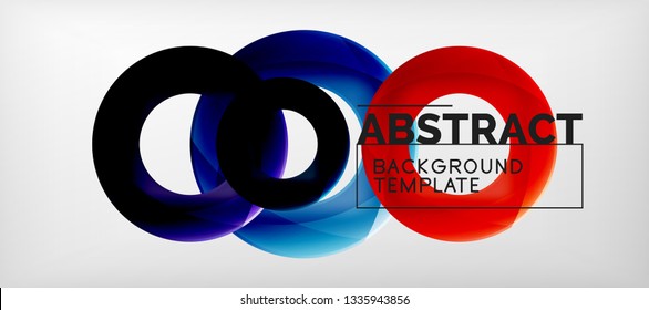 Flying circles geometric abstract background, vector illustration