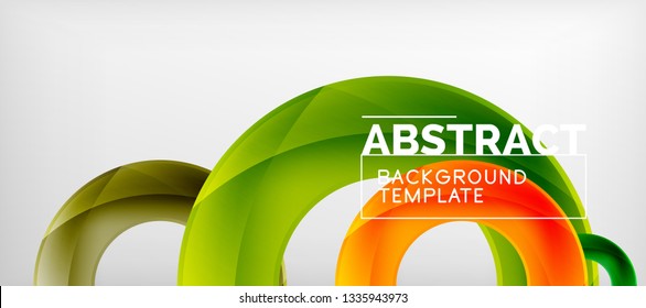 Flying circles geometric abstract background, vector illustration