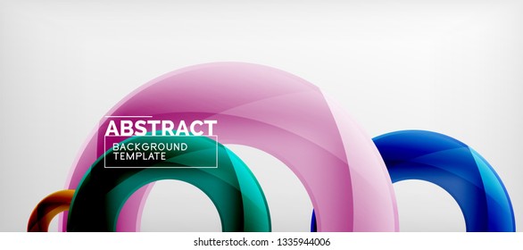 Flying circles geometric abstract background, vector illustration