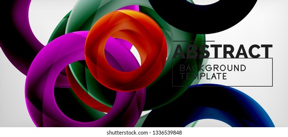 Volando círculos de fondo abstracto geométrico, ilustración vectorial