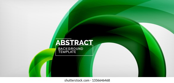 Flying circles geometric abstract background, vector illustration