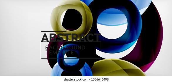 Volando círculos de fondo abstracto geométrico, ilustración vectorial