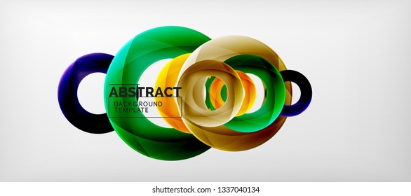 Flying circles geometric abstract background, vector illustration