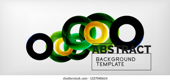 Flying circles geometric abstract background, vector illustration