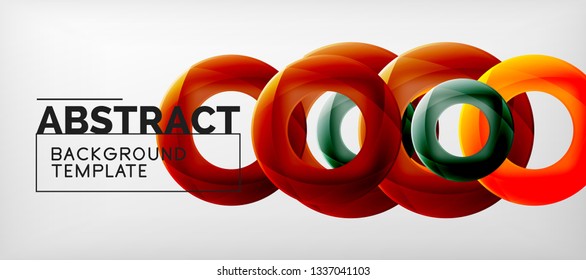 Flying circles geometric abstract background, vector illustration