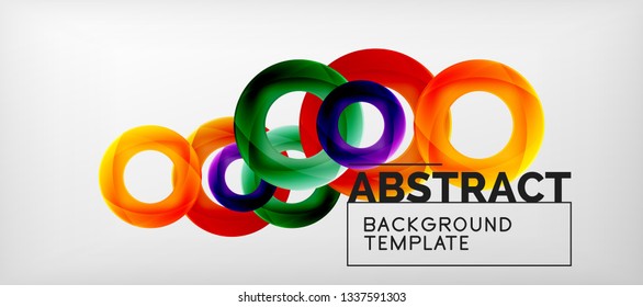 Flying circles geometric abstract background, vector illustration