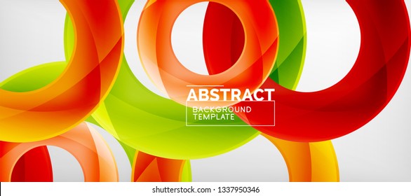 Flying circles geometric abstract background, vector illustration