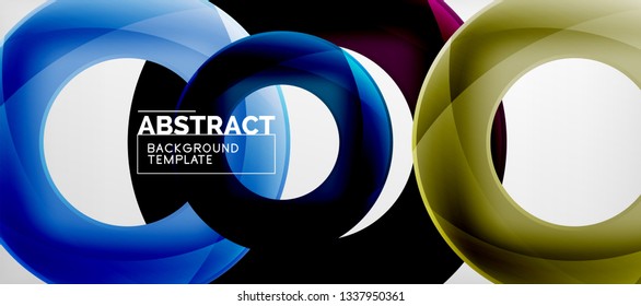 Fliegende Kreise, geometrischer abstrakter Hintergrund, Vektorgrafik