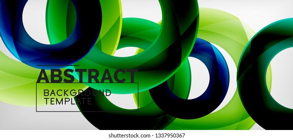 Flying circles geometric abstract background, vector illustration